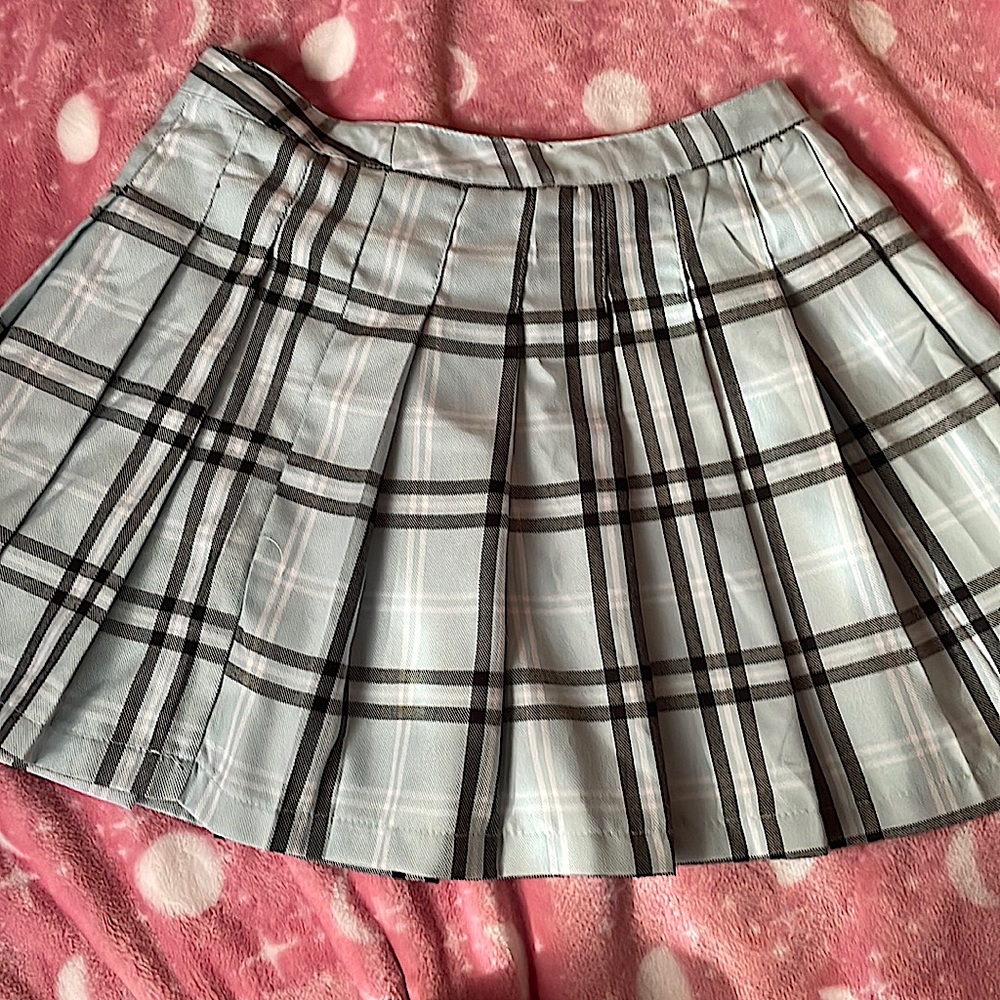 Blue plaid skirt